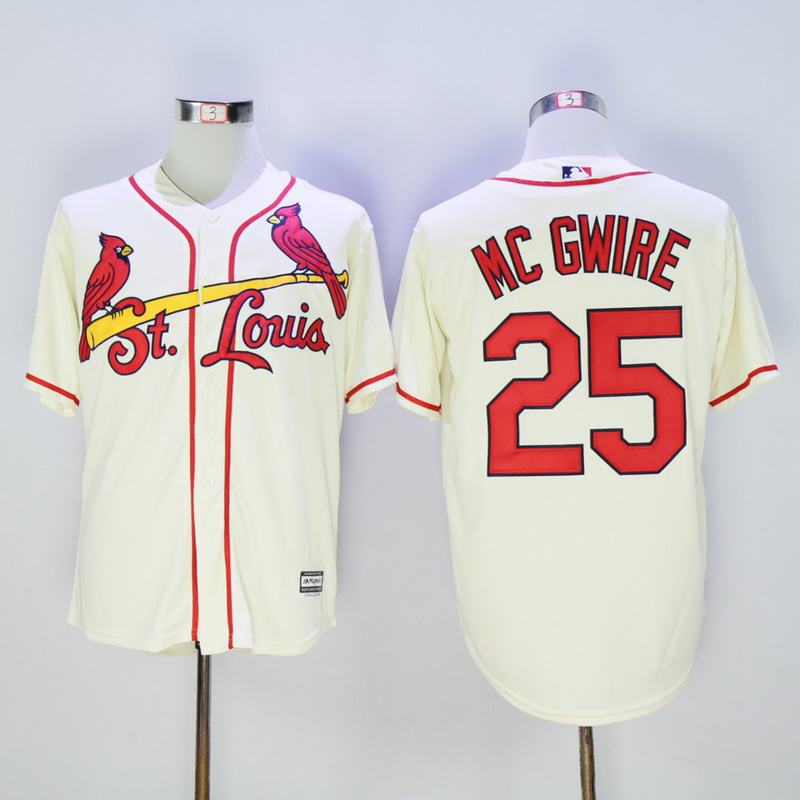 Men St. Louis Cardinals #25 Mc Gwire Cream Throwback MLB Jerseys->new york mets->MLB Jersey